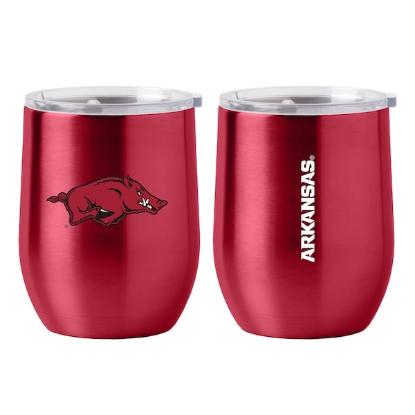 Logo Brands Arkansas 16oz Gameday Stainless Curved Beverage - 108-S16CB-1