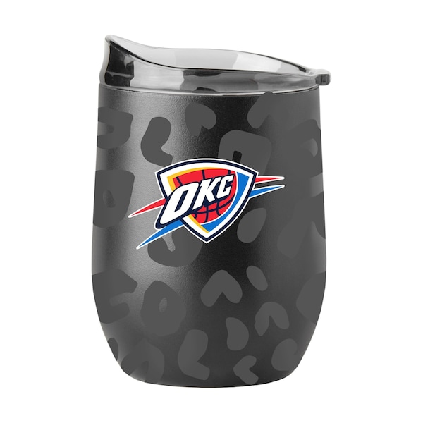 Logo Brands Oklahoma City Thunder Leopard 16oz Black Powdercoat Curved Beverage - 721-S16PB-BLK-33