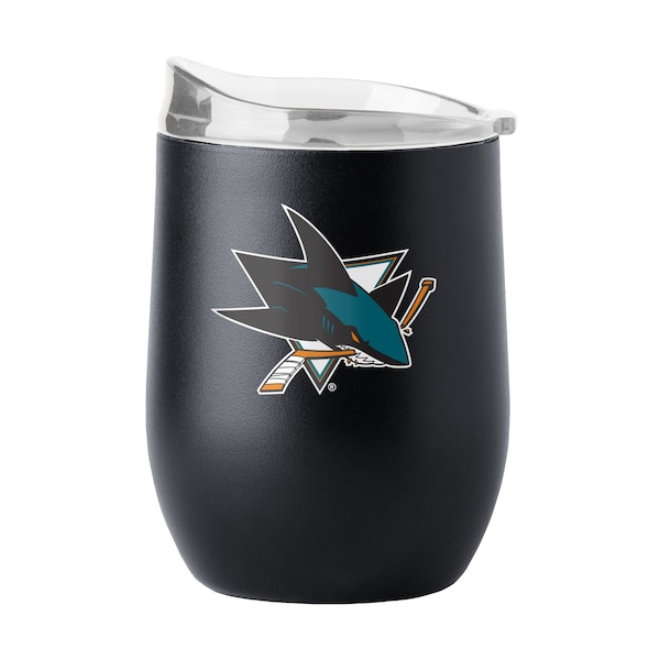 Logo Brands San Jose Sharks 16oz Gameday Powder Coat Curved Bev - 825-S16PB-1