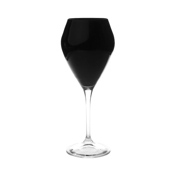 Classic Touch Decor Classic Touch  3 x 9 in. V-Shaped Black Water Glasses with Clear Stem, Set of 6 - CWR818B