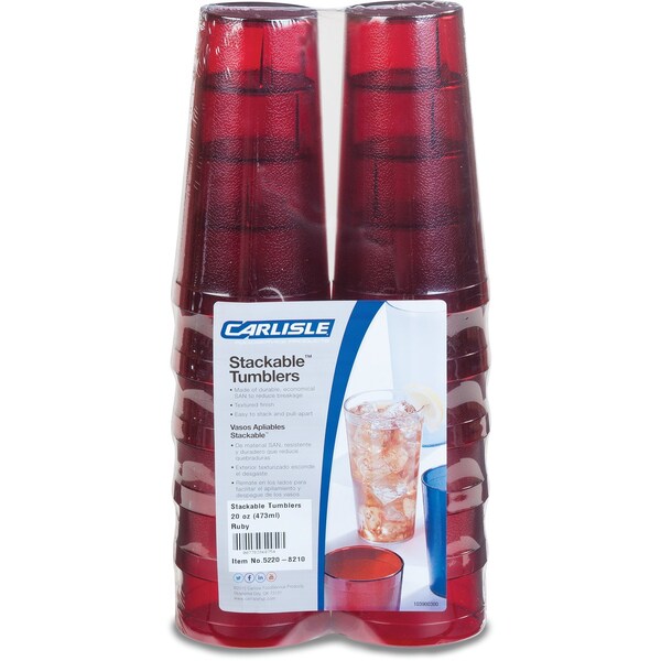 Carlisle Foodservice SAN Tumbler, 20 oz., 12/Pack, Ruby, PK6 - 5220-8210