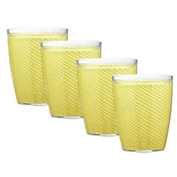 Kraftware Fishnet 14 oz. Lemon Doublewall Drinkware Glass, 4PK - 13914