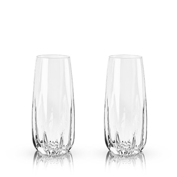 Viski 8 oz Raye Crystal Cactus Champagne Flutes, Clear, 2PK - 5318