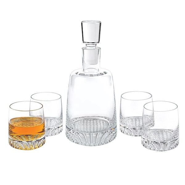Tarifa Mouth Blown European Crystal Whiskey Set, 5 Piece - TA3099656
