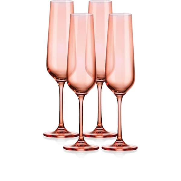 Homeroots Translucent Champagne Flutes, Blush - Set of 4 - 485152