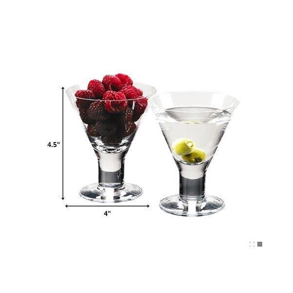 Homeroots 6 oz 6 oz Mouth Blown Crystal Martini or Dessert Servers, Set of 4 - 375718