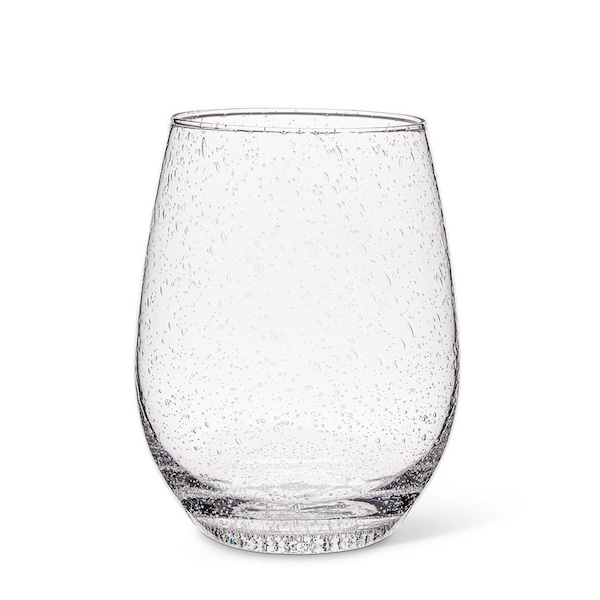 Abbott Collections 4.5 in. Seeded Glass Stemless Wine Tumbler, Clear, 4PK - AB-27-RAIN-SG