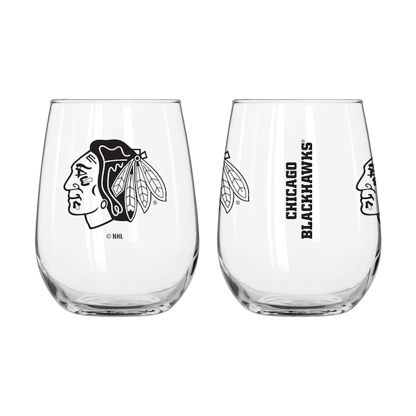 Logo Brands Chicago Blackhawks 16oz Gameday Curved Beverage Glass - 504112