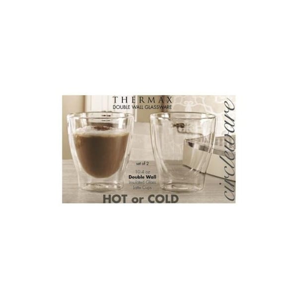 Circleware Circleware 92053 10.4 oz Thermax Double Wall Insulated Glass Latte Cups - Set of 2 - 92053