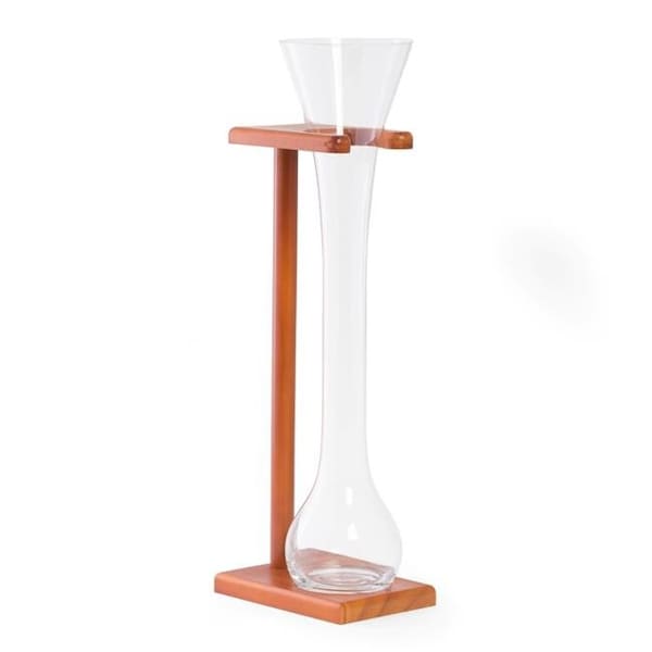 Bey Berk International Bey-Berk International BS111M 24 oz Half Yard of Ale Glass with Wooden Stand - Brown - BS111M