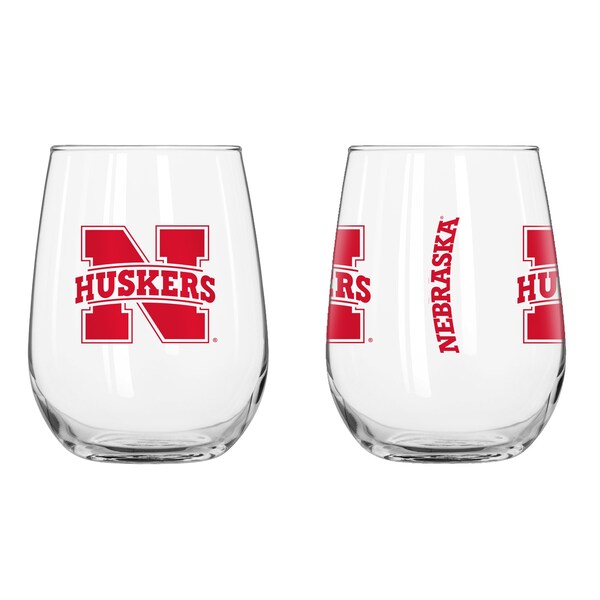 Logo Brands Nebraska 16oz Gameday Curved Beverage Glass - 182-G16CB-1