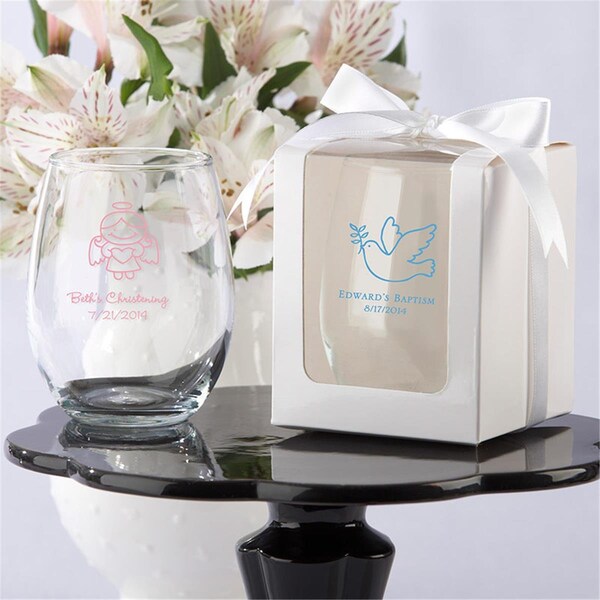 Kate Aspen 9 oz Personalized Religious Designs Stemless Wine Glass - 30009NA-RL
