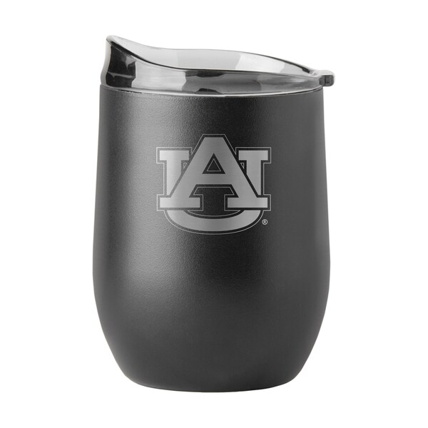 Logo Brands Auburn 16oz Black Etch Powder Coat Curved Bev - 110-S16PB-BLK-9