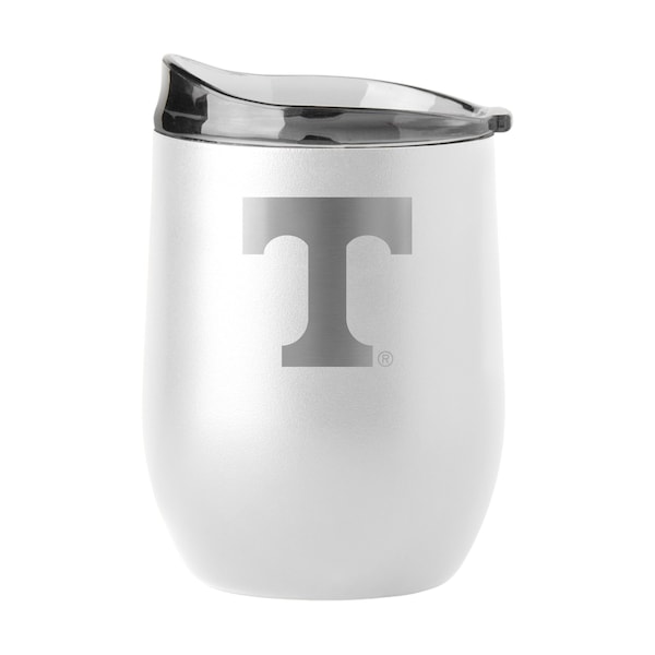 Logo Brands Tennessee 16oz White Etch Powder Coat Curved Bev - 217-S16PB-WHT-9