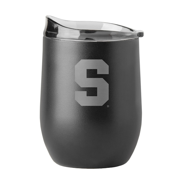 Logo Brands Syracuse 16oz Black Etch Powder Coat Curved Bev - 214-S16PB-BLK-9