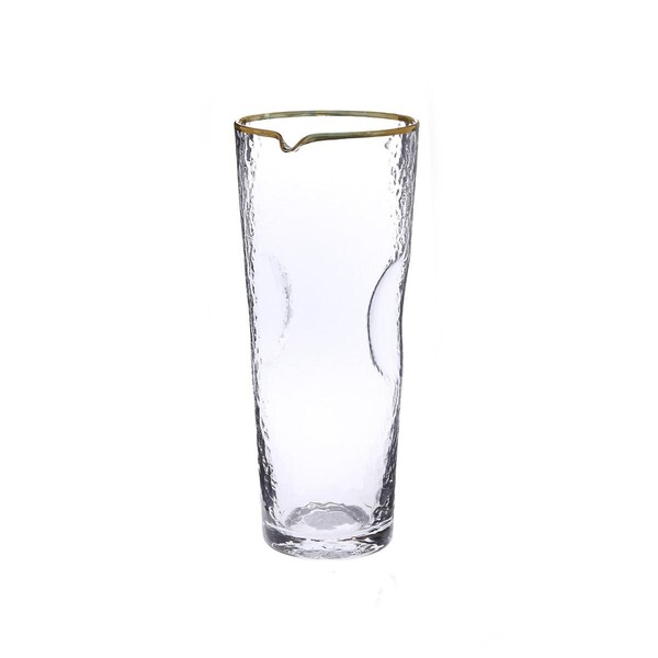 Classic Touch Pebble Glass Water Pitcher with Gold Rim - GJG1056
