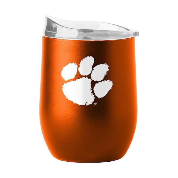 Logo Brands Clemson 16oz Flipside Powder Coat Curved Beverage - 123-S16PB-34