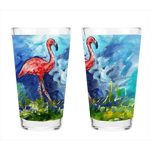 Carolines Treasures Carolines Treasures MW1174PINT Flamingo 16 Oz. Mixing Glass - MW1174PINT