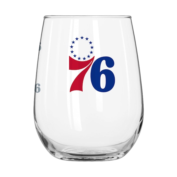 Logo Brands Philadelphia 76ers 16oz Satin Etch Curved Beverage Glass - 723-G16CB-10