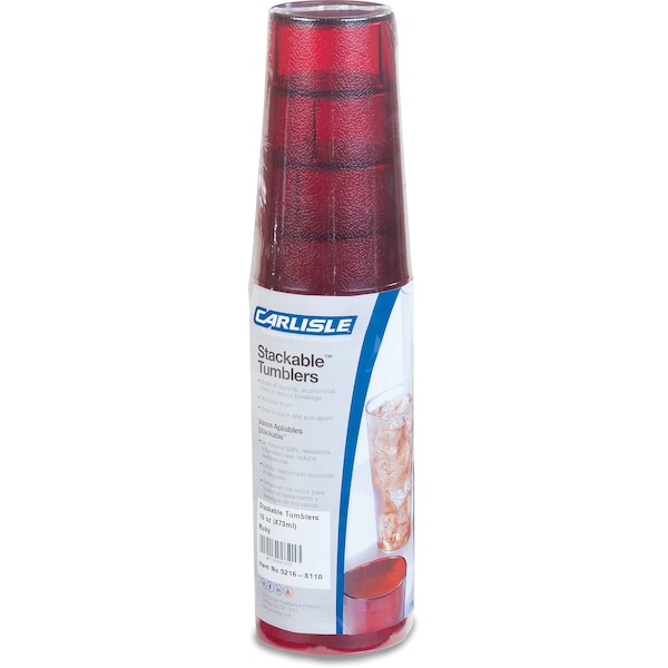 Carlisle Foodservice SAN Tumbler, 16 oz., 6/Pack, Ruby, PK12 - 5216-8110