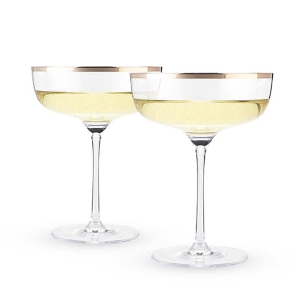 Twine Twine 4643 10 oz Old Kentucky Home Copper Rim Crystal Coupe Set; Clear - Set of 2 - 4643