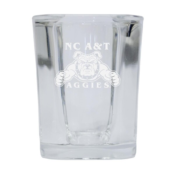 R & R Imports R & R Imports SGSE2-C-NCAT20 North Carolina A&T State Aggies 2 oz Square Shot Glass Laser Etched Logo Design - Pack of 2 - SGSE2-C-NCAT20