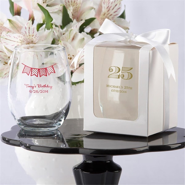 Kate Aspen PersonalizedBirthday Designs Stemless Wine Glass - 30009NA-BD