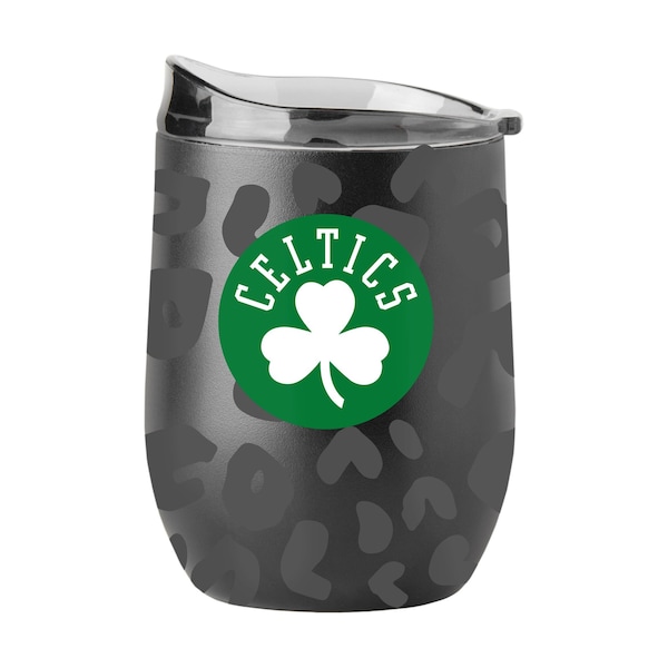 Logo Brands Boston Celtics Leopard 16oz Black Powdercoat Curved Beverage - 702-S16PB-BLK-33