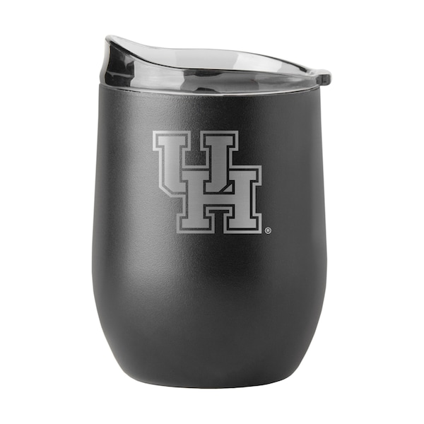 Logo Brands Houston 16oz Black Etch Powder Coat Curved Bev - 148-S16PB-BLK-9