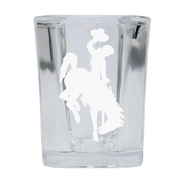 R & R Imports R & R Imports SGSE2-C-WY20 Wyoming Cowboys 2 oz Square Shot Glass Laser Etched Logo Design - Pack of 2 - SGSE2-C-WY20