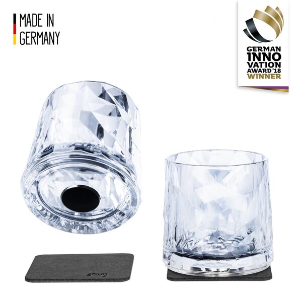 Silwy Drinkware Magnetic Plastic Tumbler Glasses with Metal Nano Gel Pads - Clear - Set of 2 - SILKO-WH-C-2