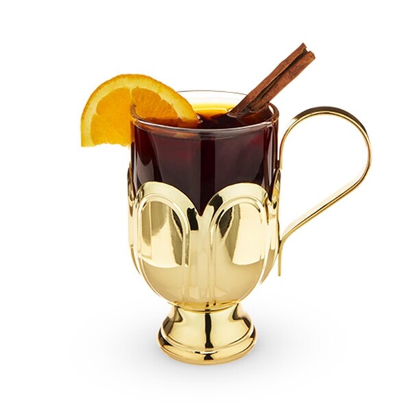 Twine 12 oz Rustic Holiday Mulled Wine Glass, Gold - 7662