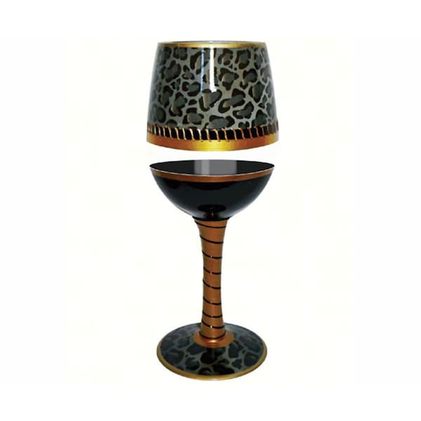 Bottoms Up By 95 & Sunny 9 in. 15 oz Wine Glass Deco Jaguar Decor - WGDECOJAGUAR