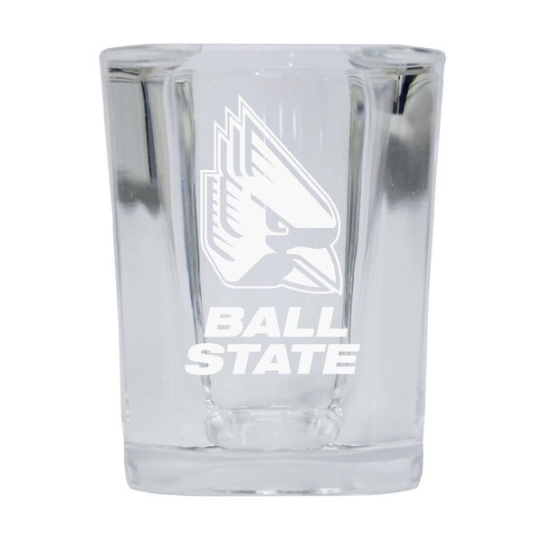 R & R Imports R & R Imports SGSE2-C-BALL20 Ball State University 2 oz Square Shot Glass Laser Etched Logo Design - Pack of 2 - SGSE2-C-BALL20