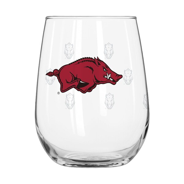 Logo Brands Arkansas 16oz Satin Etch Curved Beverage Glass - 108-G16CB-10