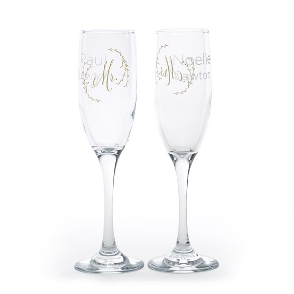 Hortense Hewitt Ethereal Floral Flutes - Personalized - Pack of 2 - 55133P