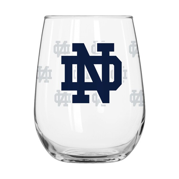Logo Brands Notre Dame 16oz Satin Etch Curved Beverage Glass - 190-G16CB-10