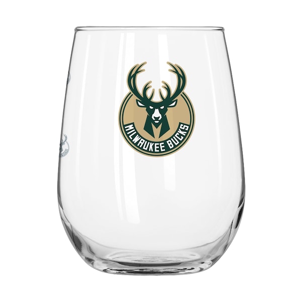 Logo Brands Milwaukee Bucks 16oz Satin Etch Curved Beverage Glass - 716-G16CB-10
