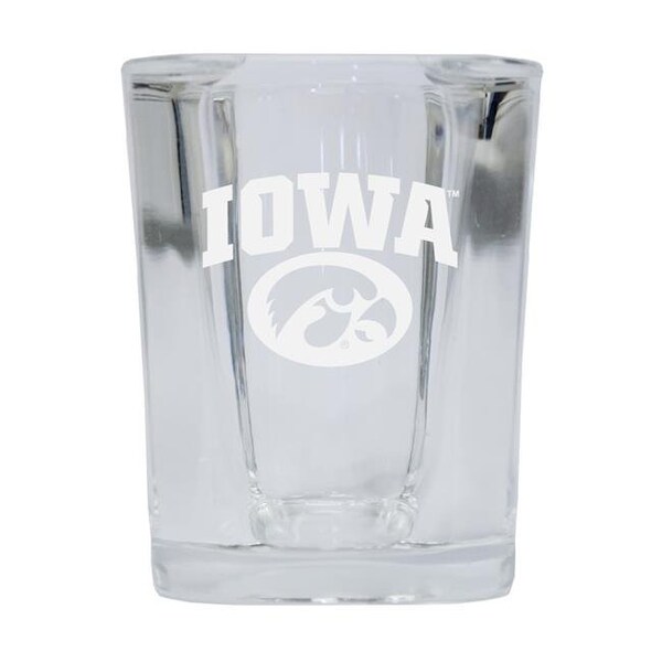 R & R Imports R & R Imports SGSE2-C-IA20 Iowa Hawkeyes 2 oz Square Shot Glass Laser Etched Logo Design - Pack of 2 - SGSE2-C-IA20