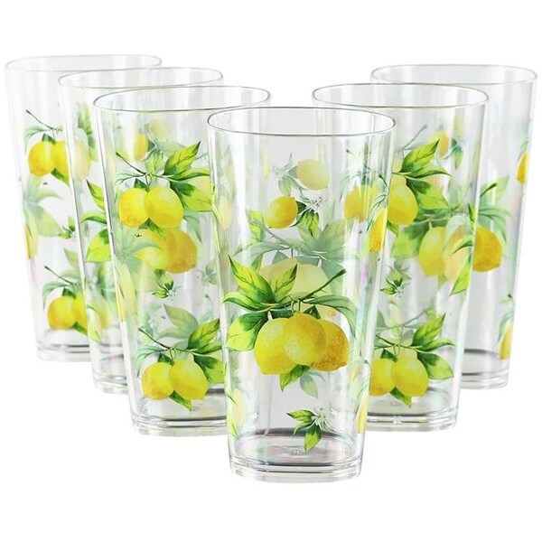 Reston Lloyd Reston Lloyd 75419 Fresh Lemons  Acrylic Drinkware  19oz Ice Tea Glass  Set of 6 - 75419