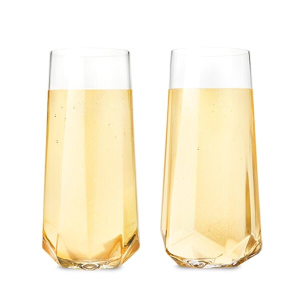 1 Raye - Faceted Crystal Champagne Glass, 2PK - 2215