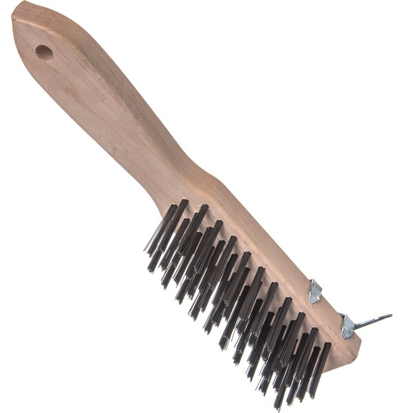 Carlisle Foodservice Wood Hdl Scraper, Tempered Stl Brstl, PK12 - 4577900