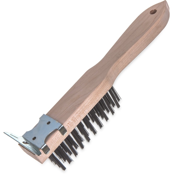 Carlisle Foodservice Wood Hdl Scraper, Tempered Stl Brstl, PK12 - 4577900
