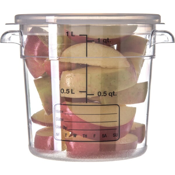 Carlisle Foodservice Round Container, 1 qt., Clr, PK12 - 1076107