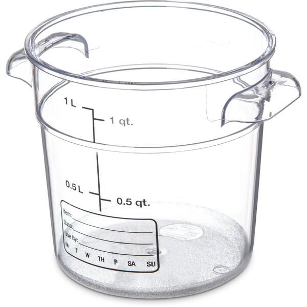 Carlisle Foodservice Round Container, 1 qt., Clr, PK12 - 1076107