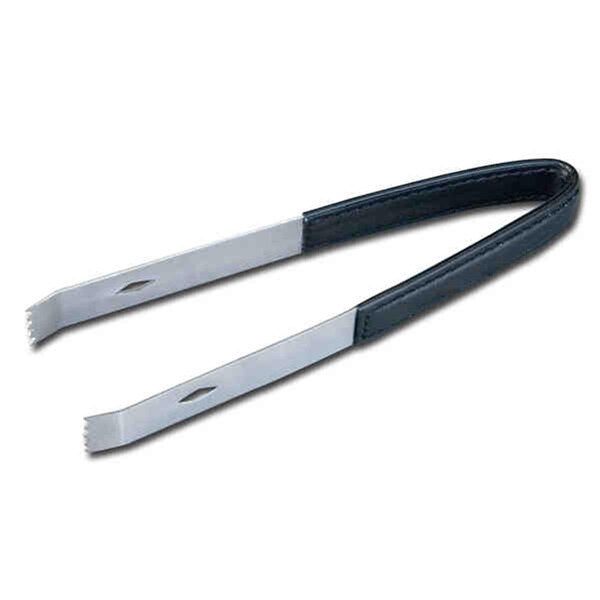 Dacasso Black Leather Ice Tongs with Stainless Steel Structure - A1062
