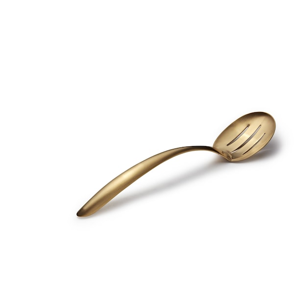 Bon Chef Ez Use Banquet Serving Slotted Spoon 13.5" W/Hollow Cool Hndl - Gold Matte - 9458GM