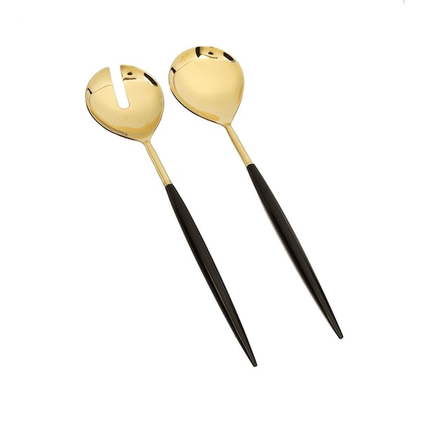 Classic Touch Decor Classic Touch  Gold Salad Servers with Chain Design, Set of 2 - SS1025