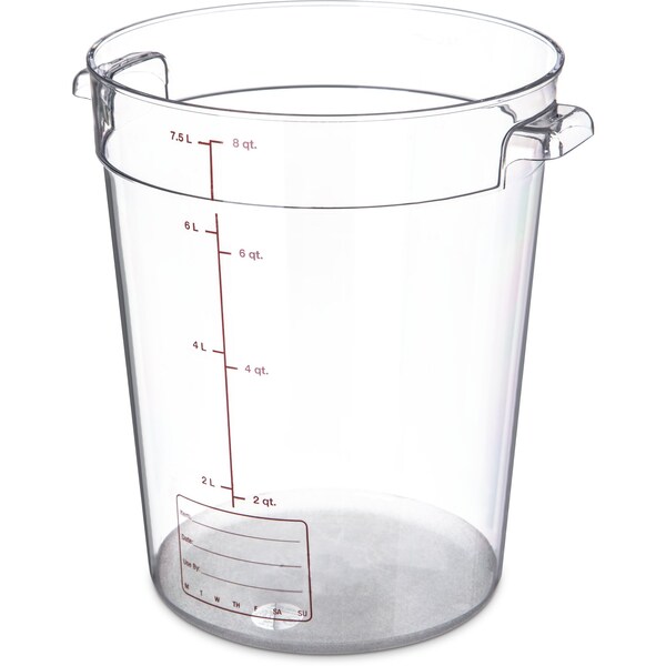 Carlisle Foodservice Round Container, 8 qt., Clr, PK12 - 1076607