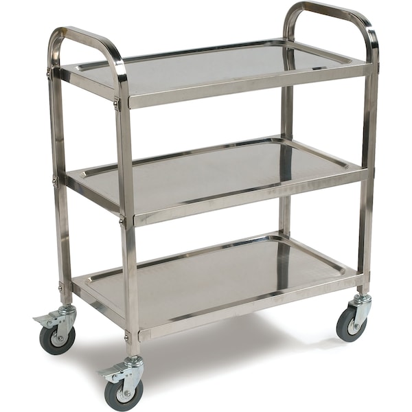 Carlisle Foodservice SS Util Cart, 3 Shelf, 400 lb., 15.75x29.5" - UC4031529